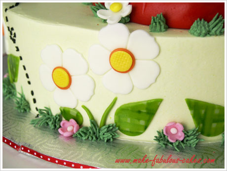 Flower Birthday Cake on Spots Were Added  Small Fondant Flowers Were Then Added For Accent