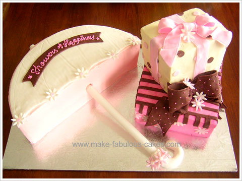 Here is a cute idea for a bridal shower cake an umbrella cake to represent 