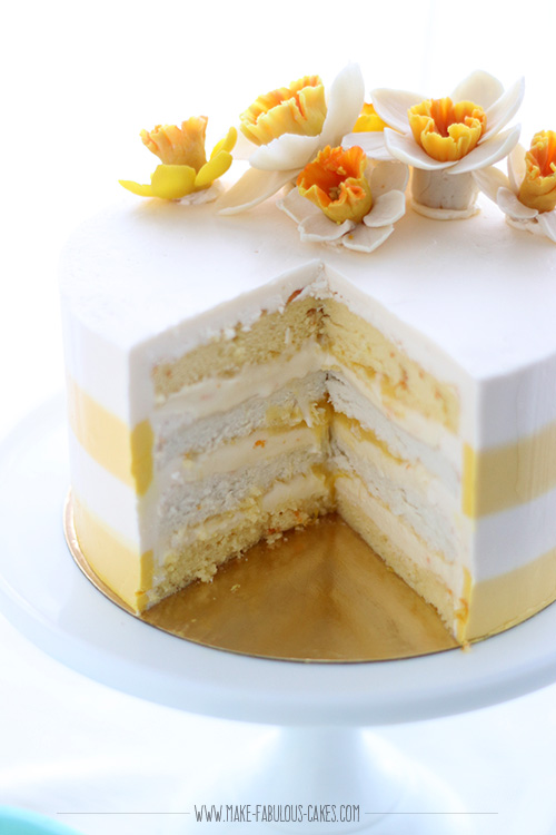 Daffodil Cake Recipe with bean paste daffodil flowers
