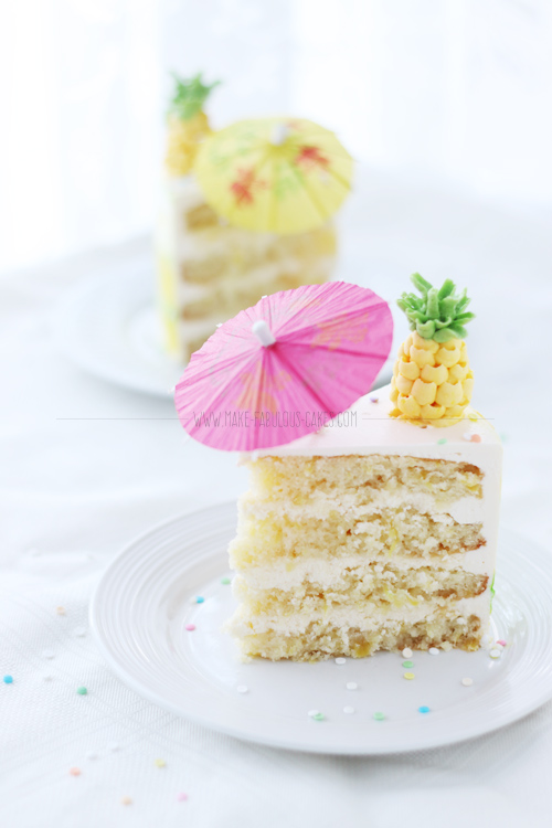 Piña Colada Cake 
with Buttercream Pineapples