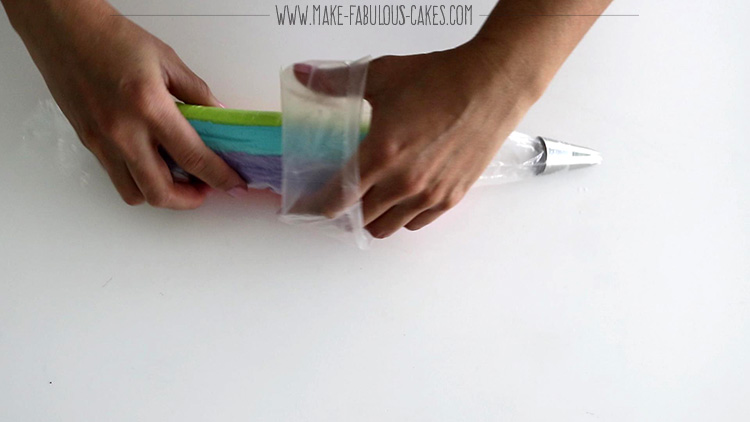 placing the icing plug inside a pastry bag