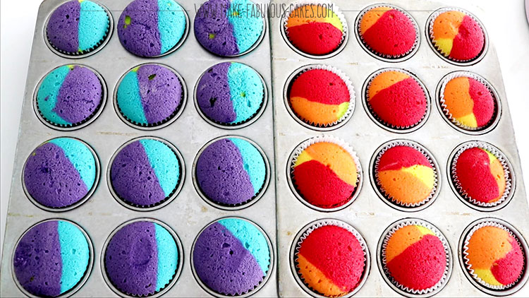 Rainbow cupcakes no frosting