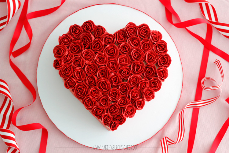 heart rose cake