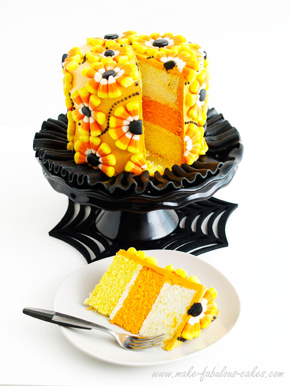 candy corn cake and piece