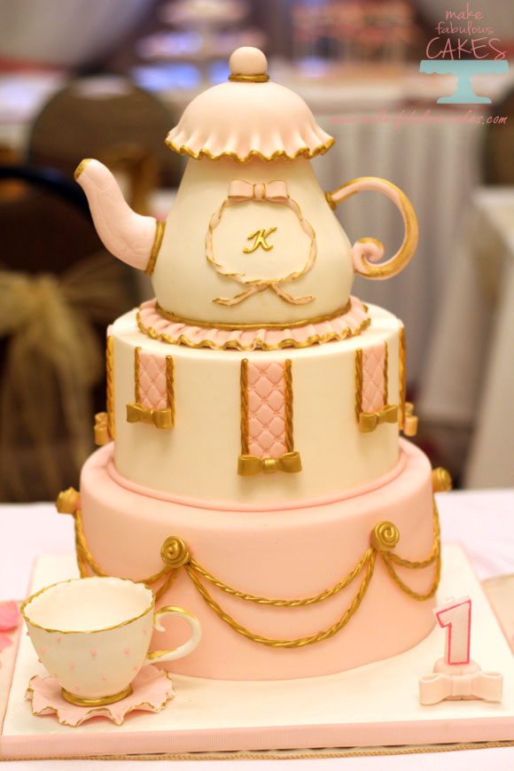 Pink and Gold Tea Party cake