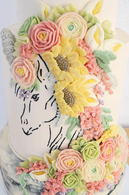Queen of Hearts Custom Cake 
Unicorn Flowers Buttercream Cake