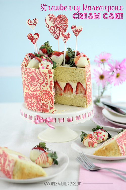 strawberry mascarpone cream cake