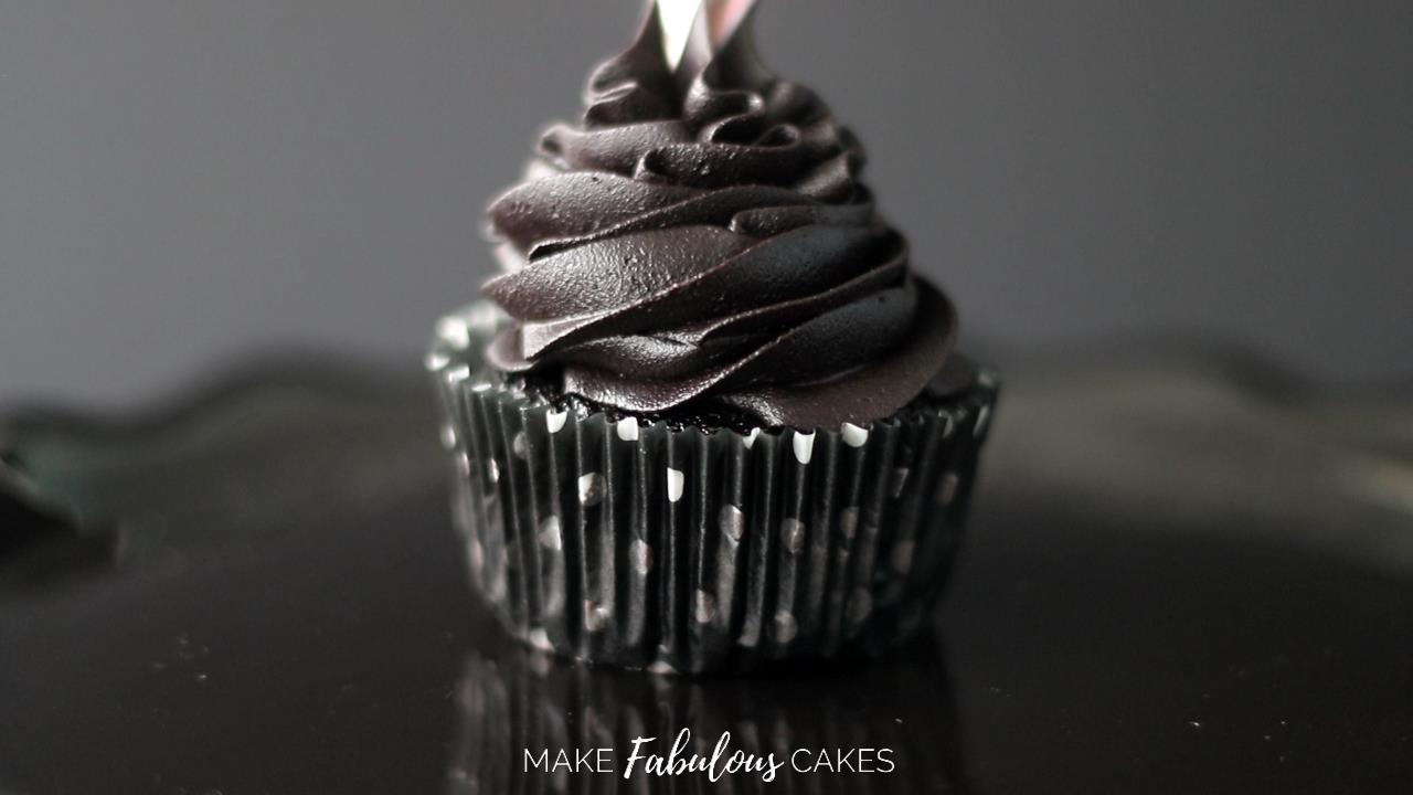 black cocoa frosting cupcake