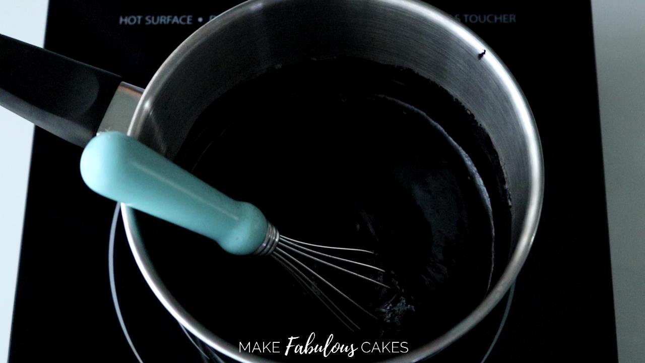 black cocoa frosting : add black cocoa powder to butter