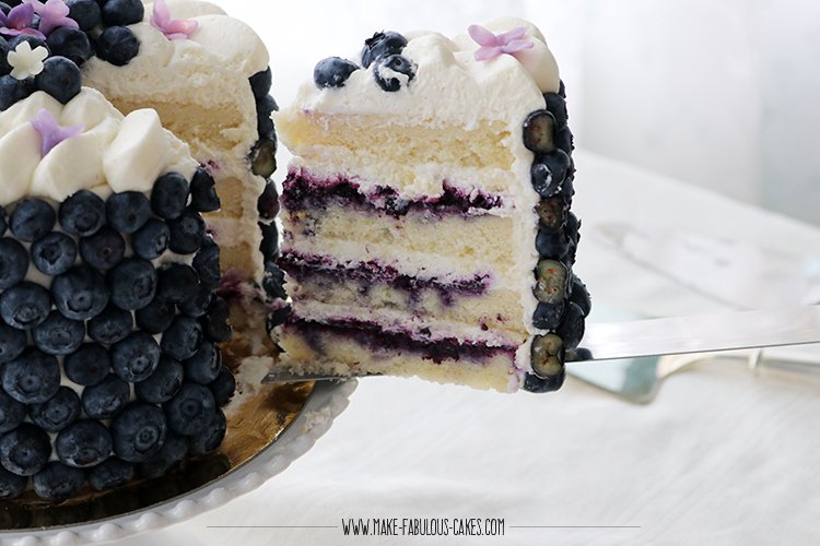 A slice of Blueberry Cream Cake