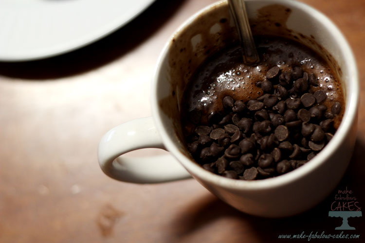 chocolate cake in a mug