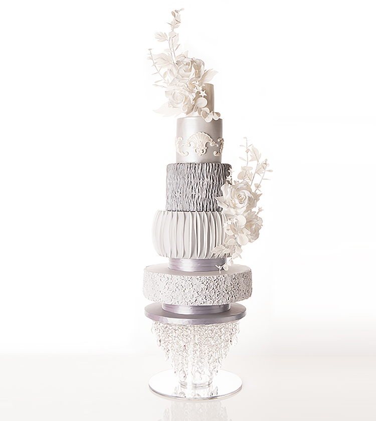 white couture wedding cake