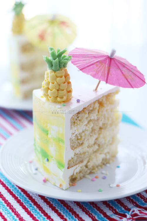 Piña Colada Cake 
with Buttercream Pineapples