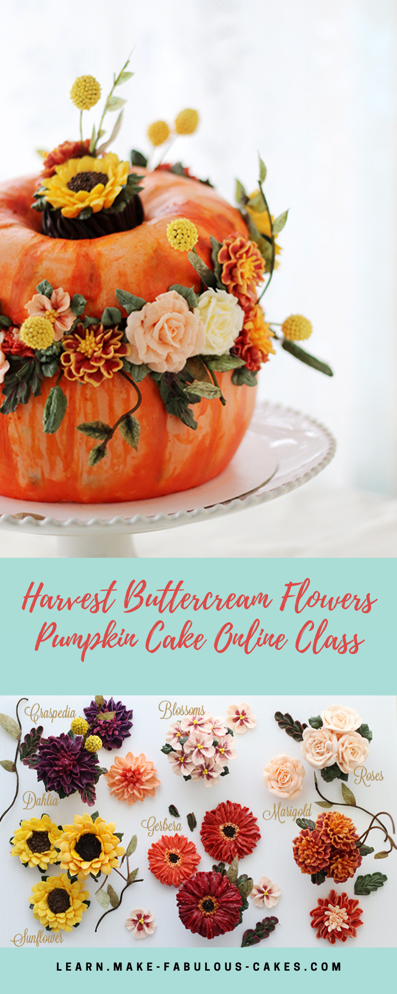 Harvest Buttercream Flowers
Pumpkin Cake Online Class