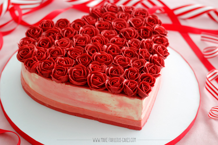 Heart cake icing roses