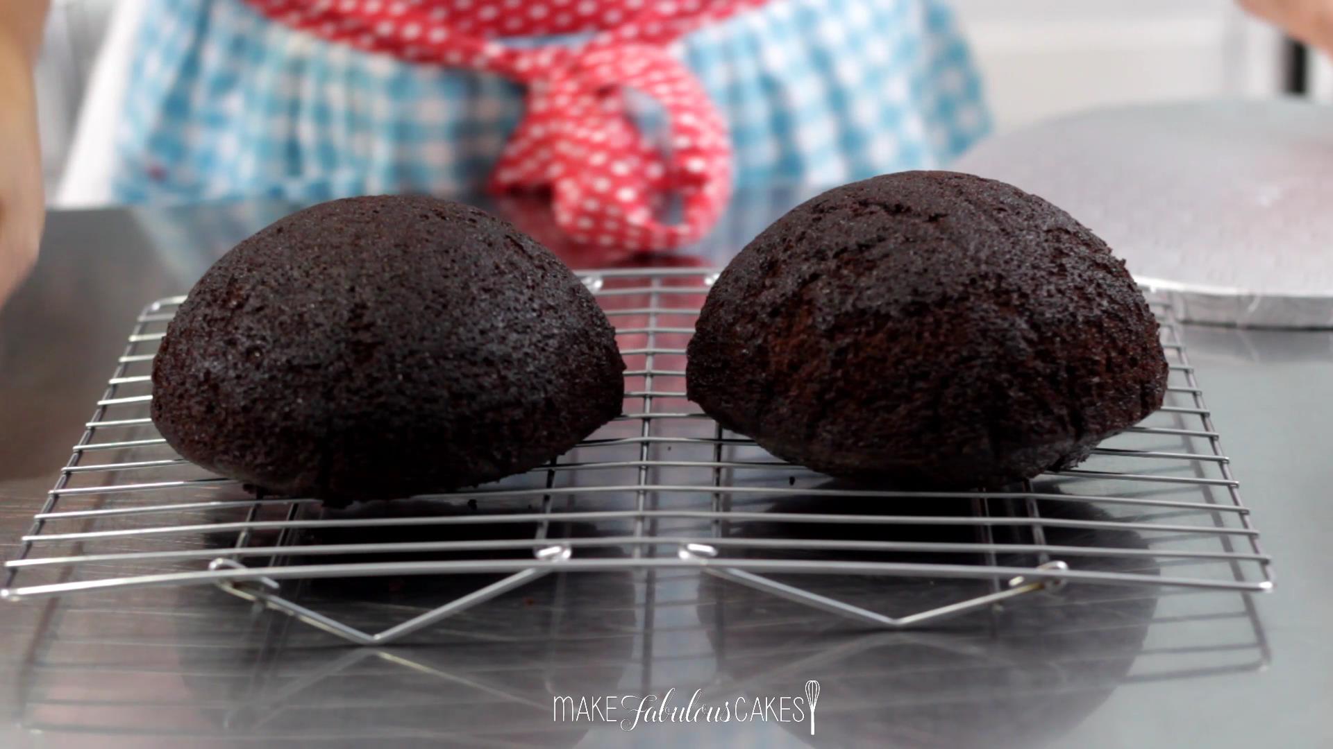 baking the soccer/football ball cake in a sphere pan