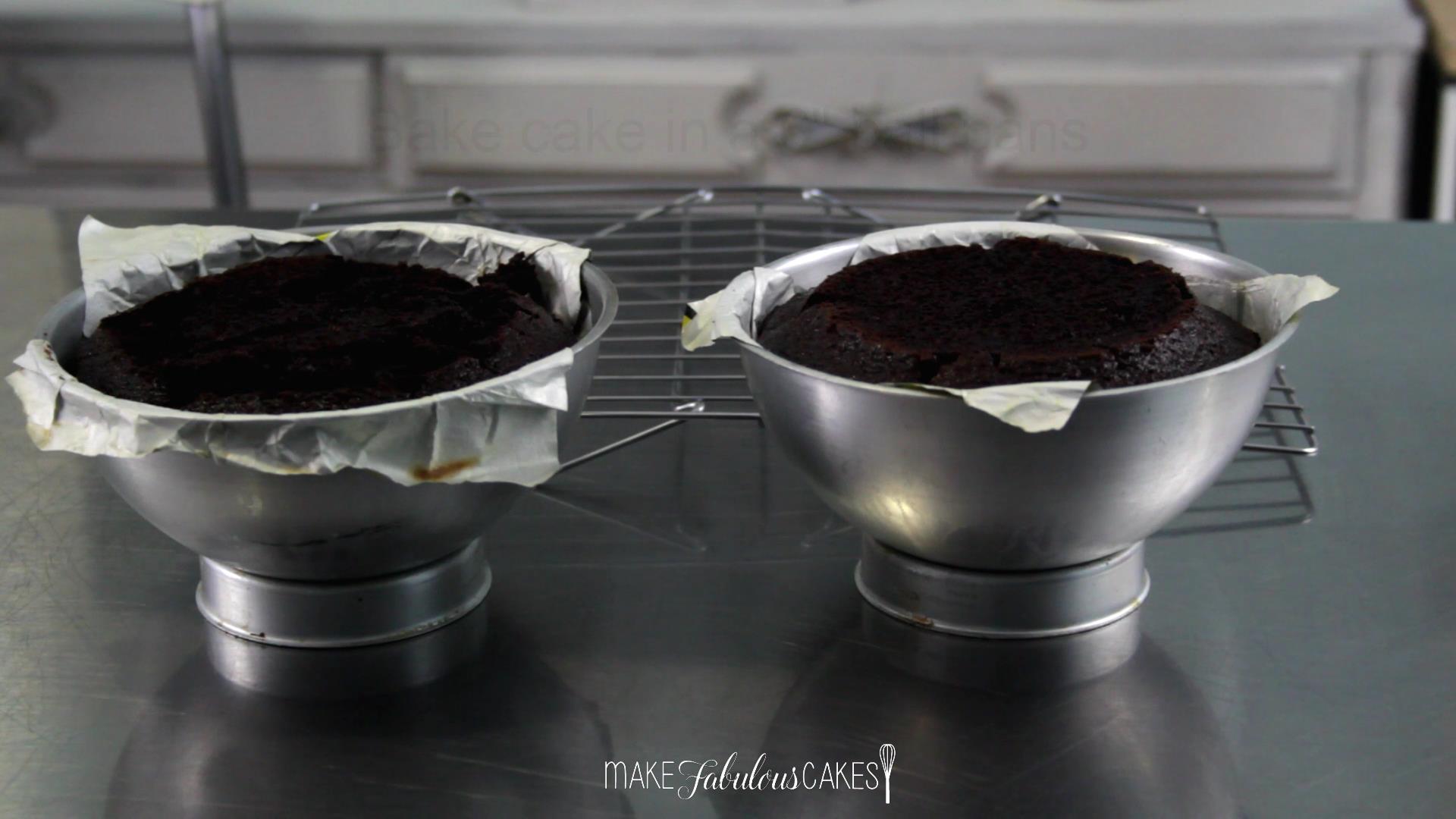 baking the soccer/football ball cake in a sphere pan