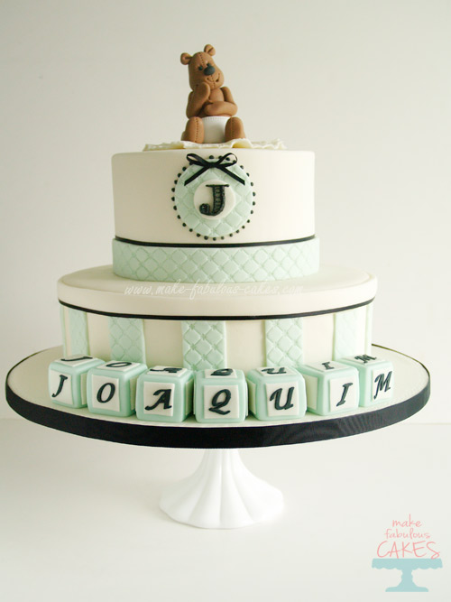 Baby boy baptism cake