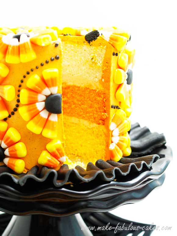 candy corn cake sliced