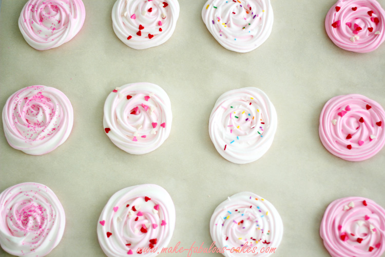 Meringue cookies add sprinkles before baking