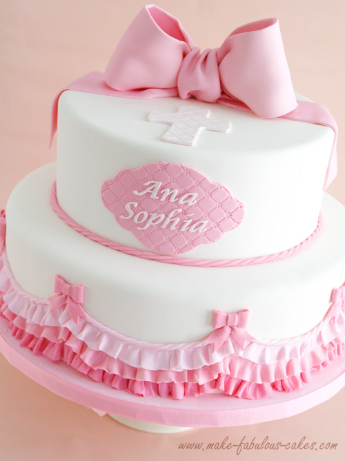 Pink Baptism Cake
