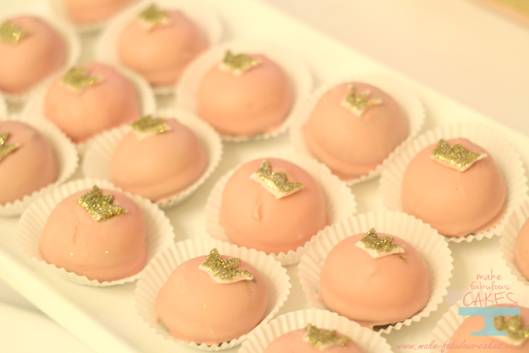 pink and gold petit fours