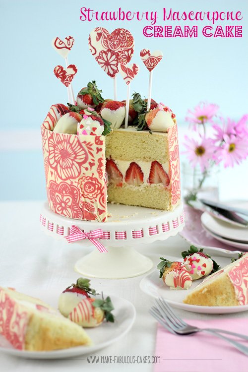 strawberry mascarpone cream cake