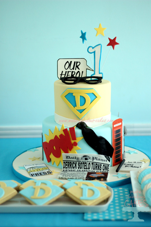 Superman Cake for Clark Kent 1st birthday party