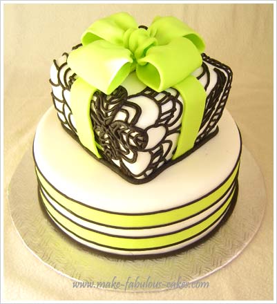 green and black bridal shower cake