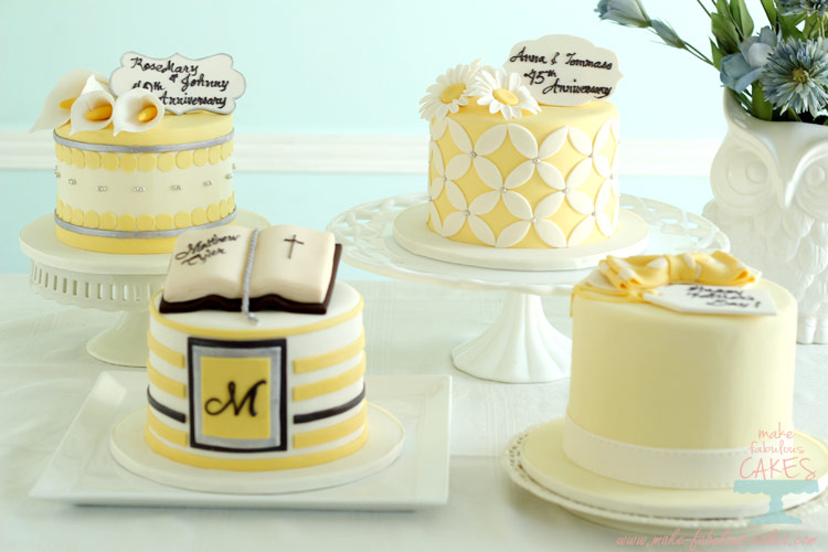 yellow and silver cakes